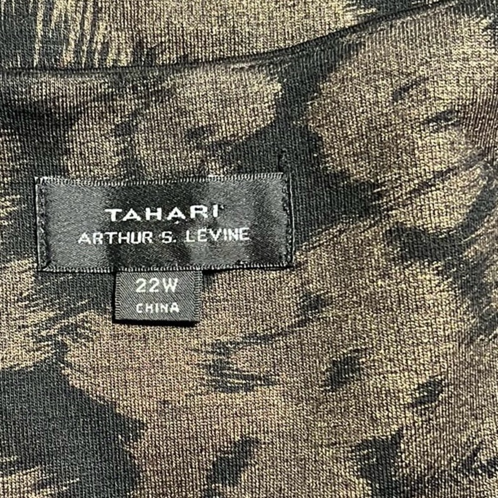 Tahari Dress Sz 22W Black/Gold Round Neck Abstract Design Worship Office Formal - Picture 5 of 8